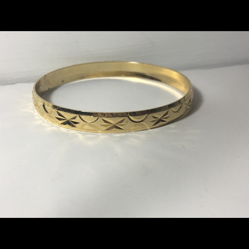 14k Gold diamond plated bangle bracelet arm stack